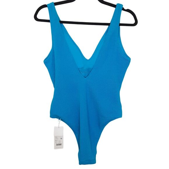 Seafolly Australia Deep V Neck One Piece Swimsuit Blue Backless Womens 10 NWT - Picture 4 of 15
